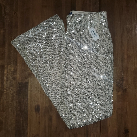 NWT Women's Old Navy Silver Sequin Thanksgiving / Christmas / New Years's Pants - Picture 9 of 14